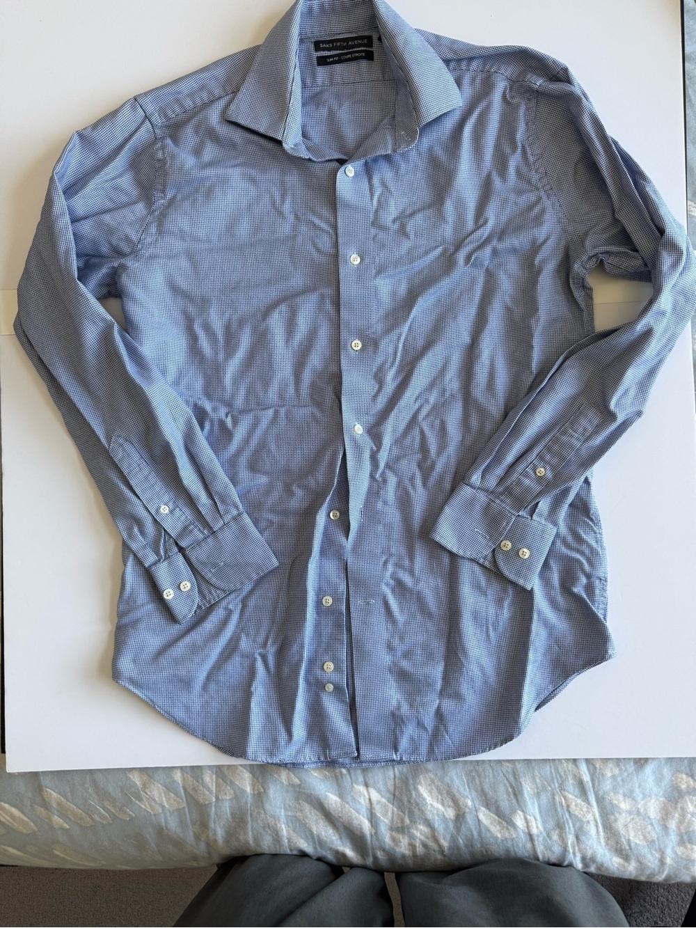 Saks Fifth Avenue Men's Light Blue Micro-Pattern Dress Shirt